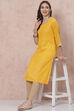 Yellow Cotton Straight Kurta image number 0